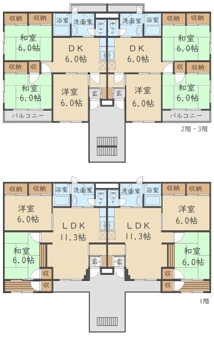 ■2ＬＤＫ×2　■3ＤＫ×4